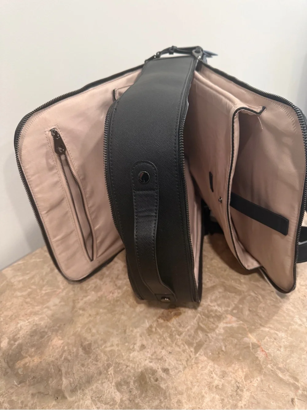 CALPAK Men's Black Leather Travel Backpack